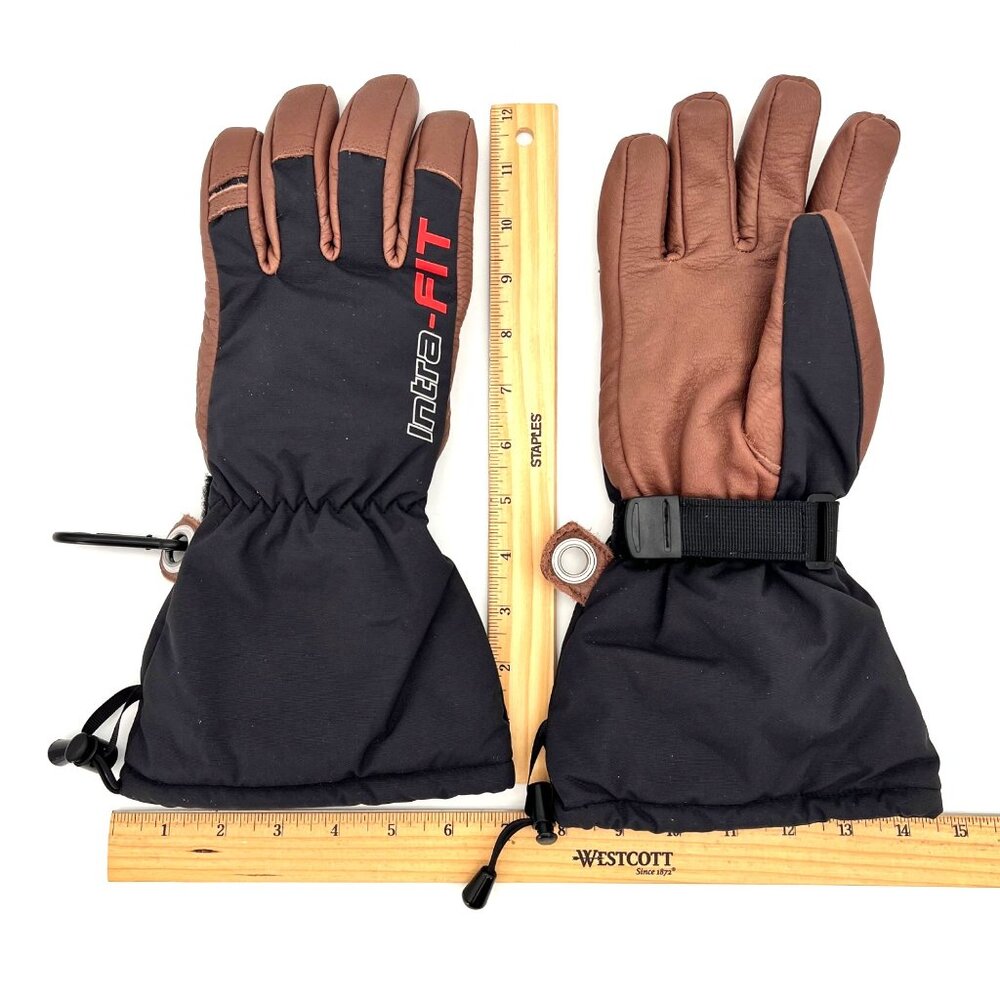 Intra-FIT Deerskin Ski Snowboard Biker Gloves Medium Black & Brown Waterproof - Picture 3 of 12